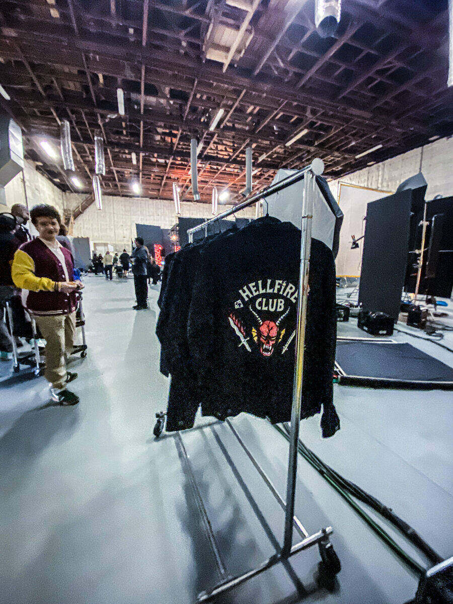 Stranger Things Hellfire Club jacket on set